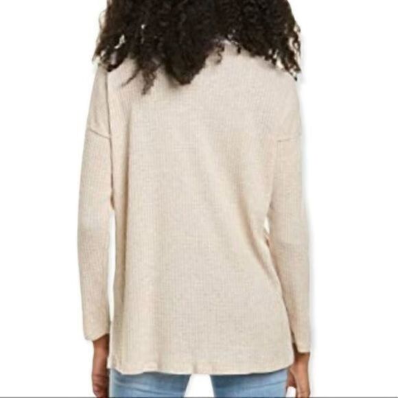 Bobeau Nordstrom Color Block Ribbed Waffle Knit Two Tone Cardigan S Ivory NWT - Picture 9 of 9